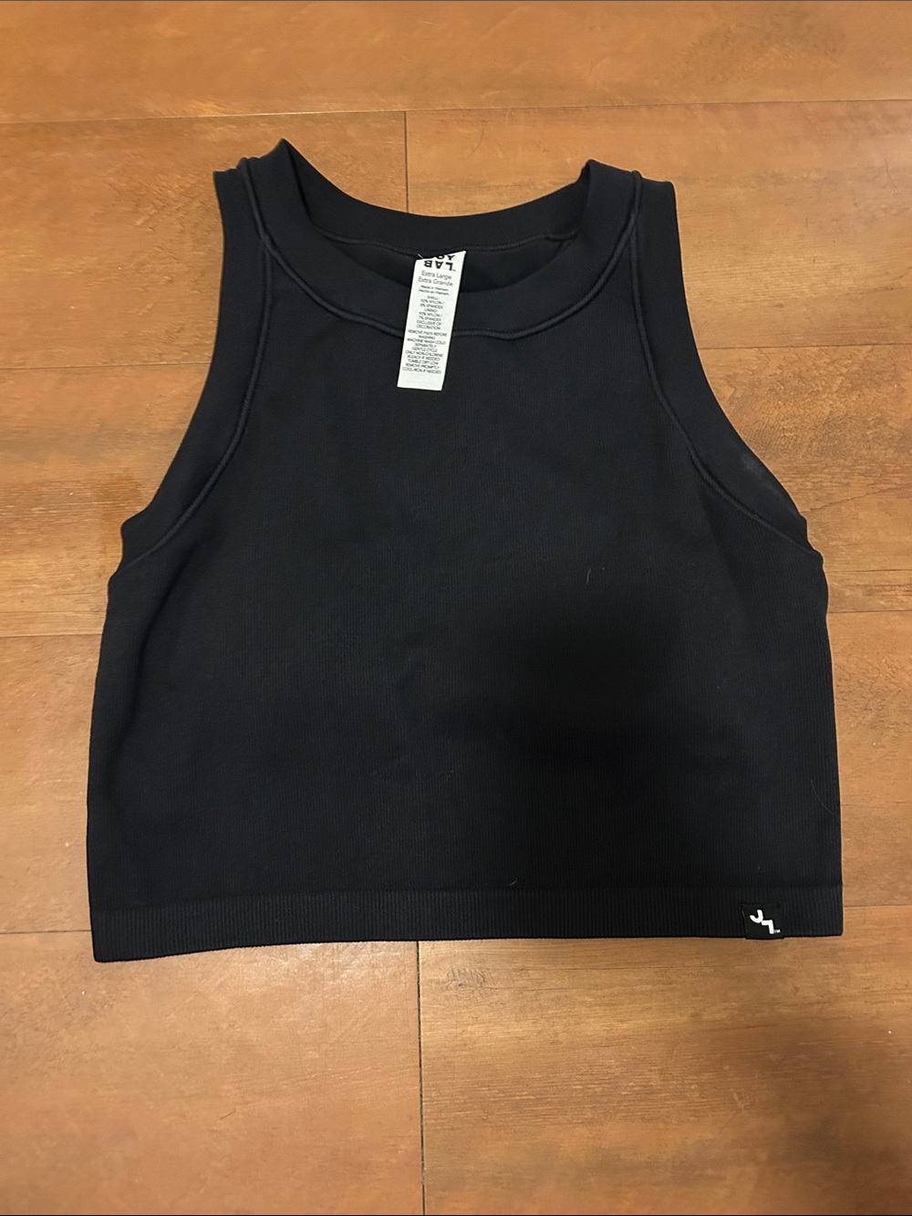 JoyLab Black Ribbed Cropped Tank - With Padding